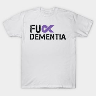 Fuck Dementia Awareness Gift Purple Ribbon Support Warrior T-Shirt